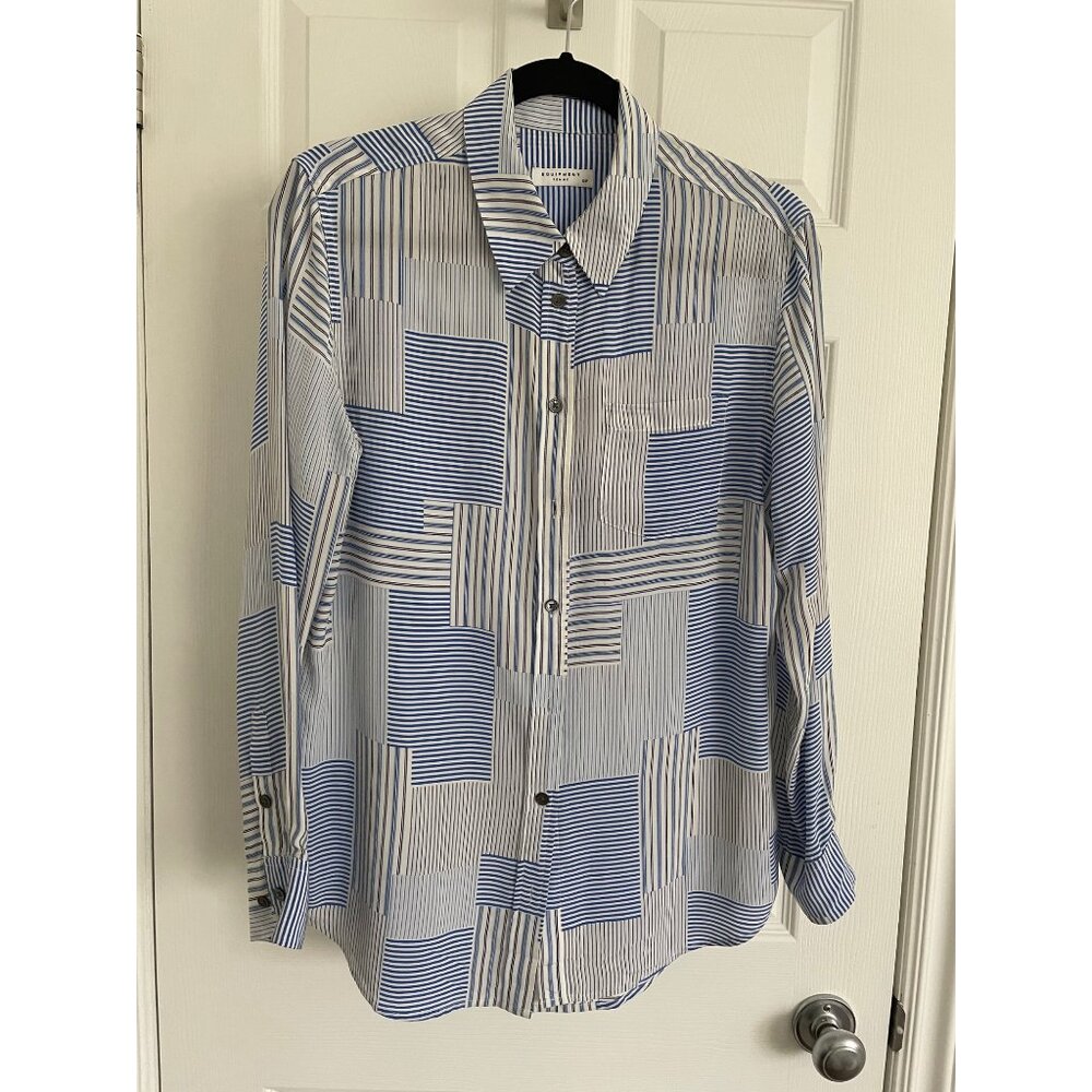 Equipment Silk Blouse Blue/White - Size Small